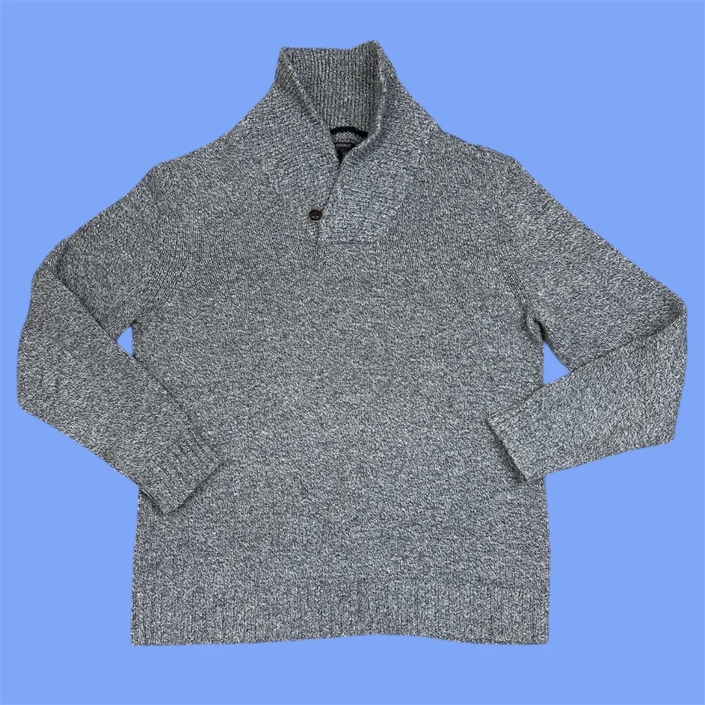 Banana Republic Mens Shawl‎ Collar Sweater Heathered Gray XL